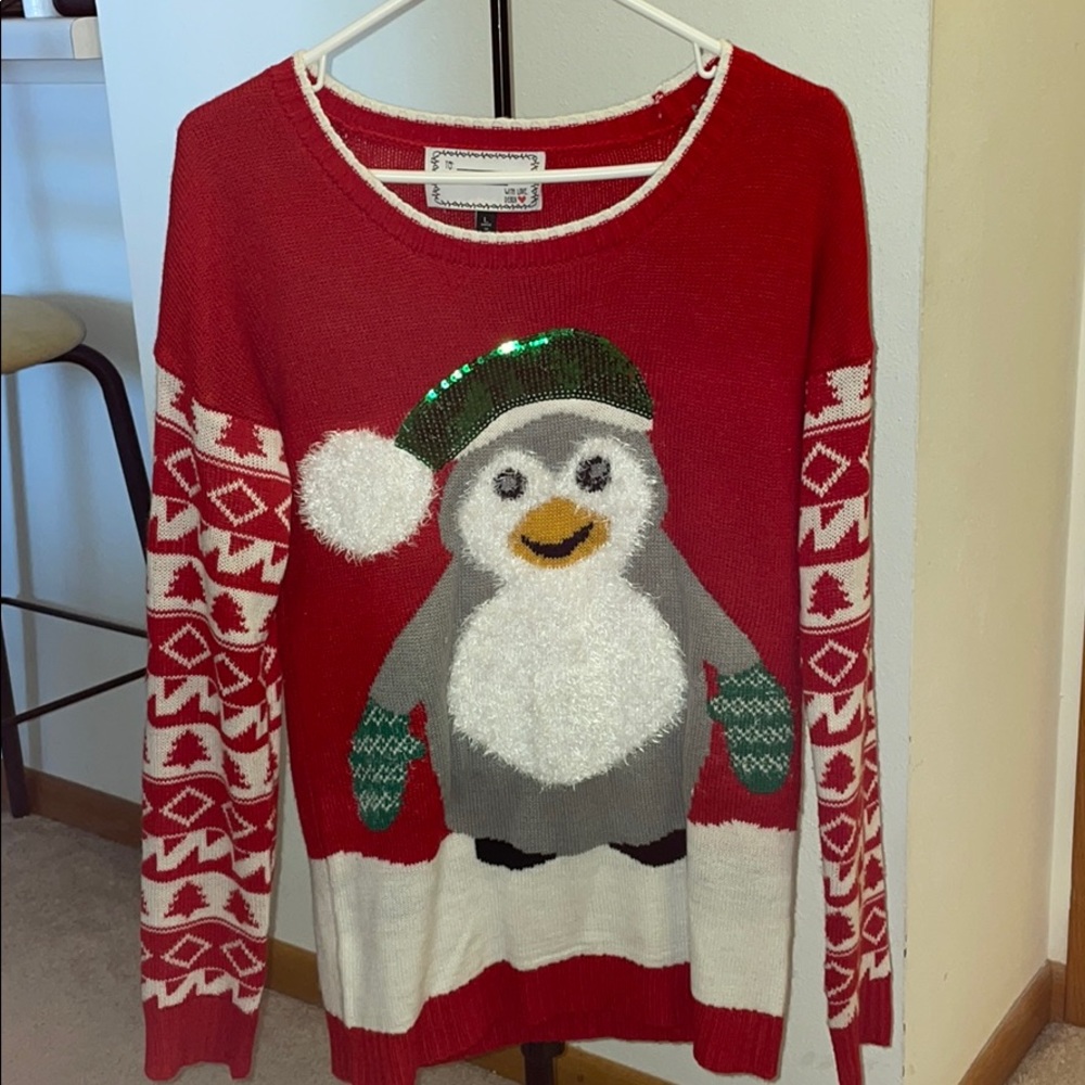 Woman’s Christmas penguin sweater